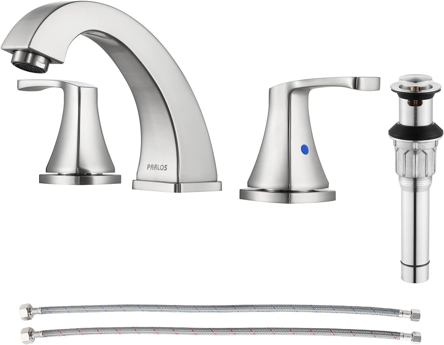Widespread Double Handles Bathroom Faucet with Pop Up Drain and cUPC Faucet Supply Lines, Brushed Nickel, Doris 14172
