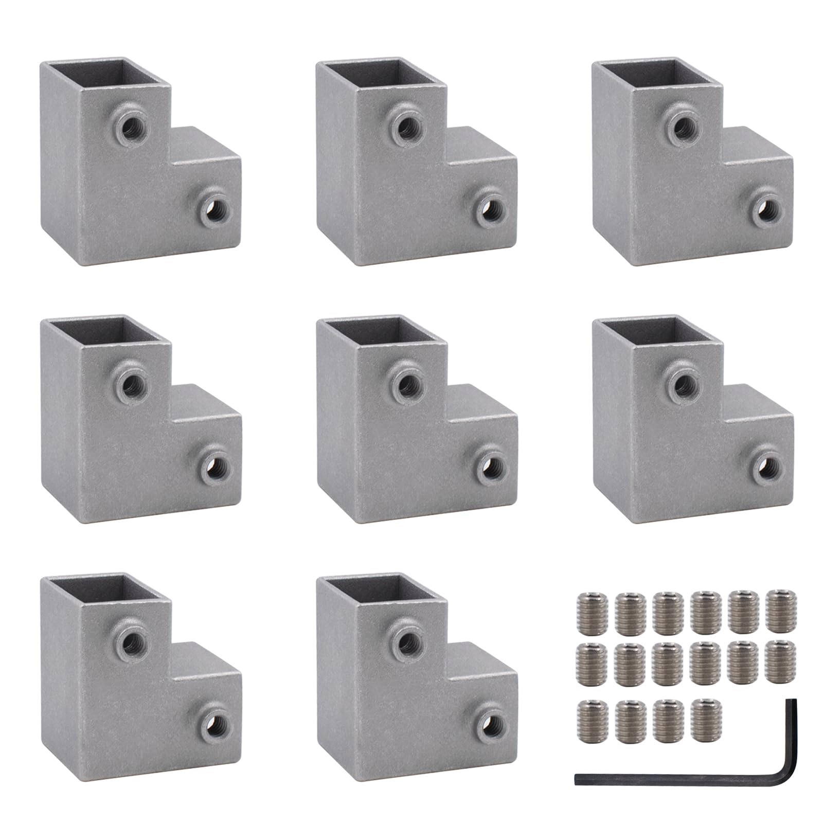 8 Stück Vierkantrohr Verbindungsstück aus Aluminiumlegierung L-förmige 2-Wege Vierkantrohr für 25x25mm Rohranschluss