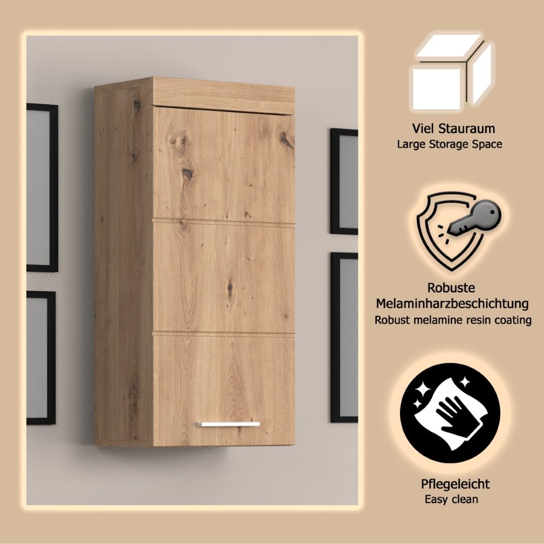 trendteam smart living - Amanda - Hängeschrank - Asteiche - 1 Einlegeboden - (BxHxT) 37 x 77 x 23 cm - Kratzfest