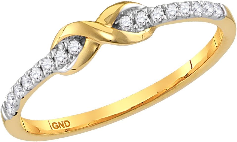 Diamond2Deal 10kt Yellow Gold Womens Round Diamond Infinity Knot Stackable Ring 1/10 Cttw Color- G-H Clarity- I2-I3