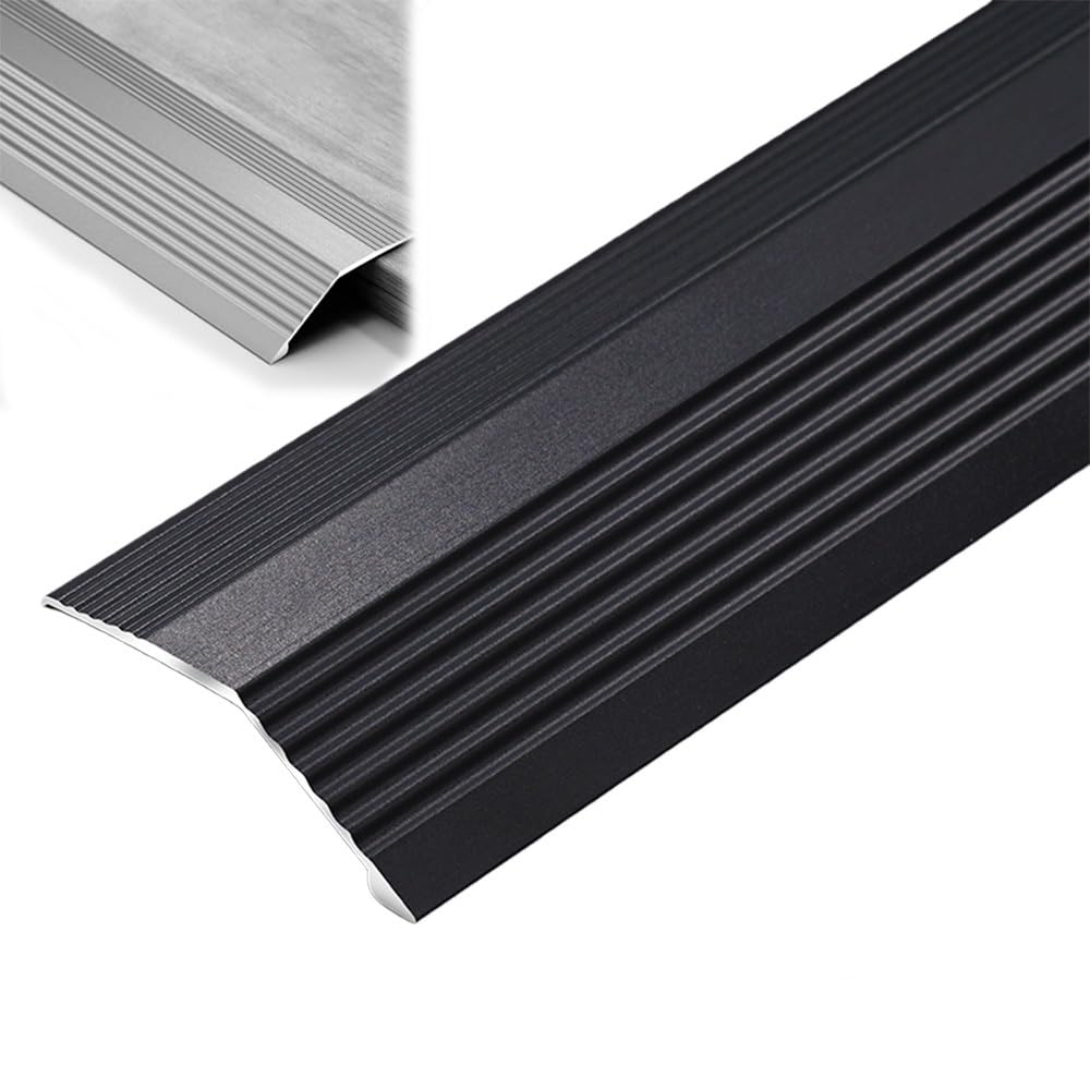 Aluminiowa listwa przejściowa do podłogi, 20 mm, reduktor progu drzwi, do laminatu i płytek, czarna, 110 cm, ochrona krawędzi dla płynnego przejścia podłogowego