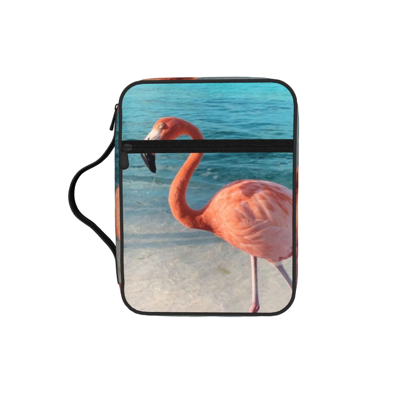 Flamingo On The Beach Bible Cover Case Waterproof Bible Bag With Handle Organizer Storage Book Cover For Bible Study