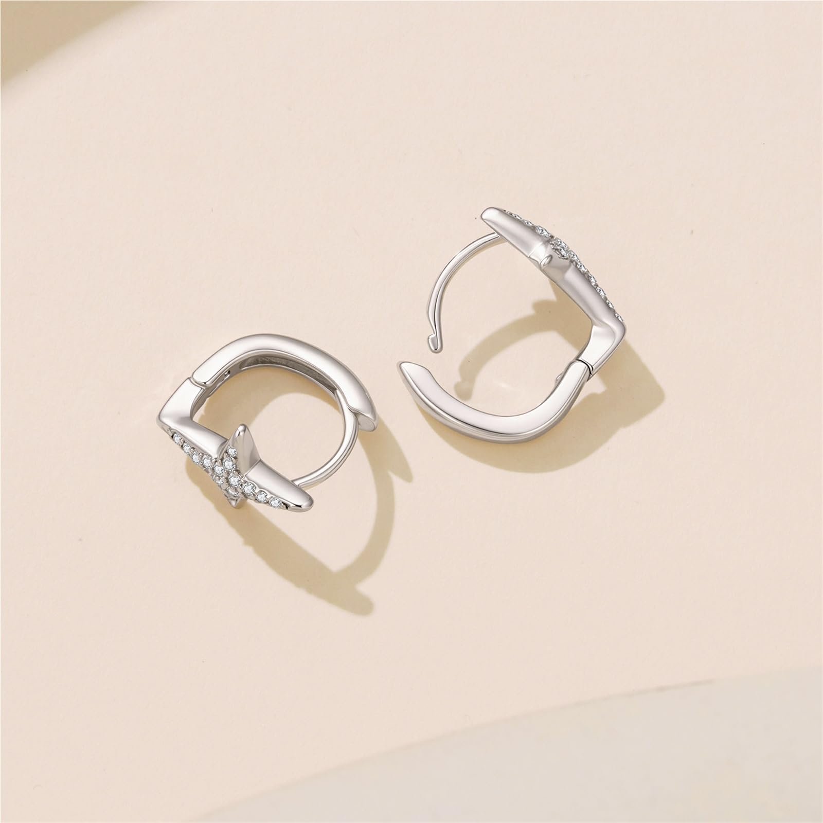 Orecchini Cerchio Stella Perno 925 Argento Incernierato for Donne