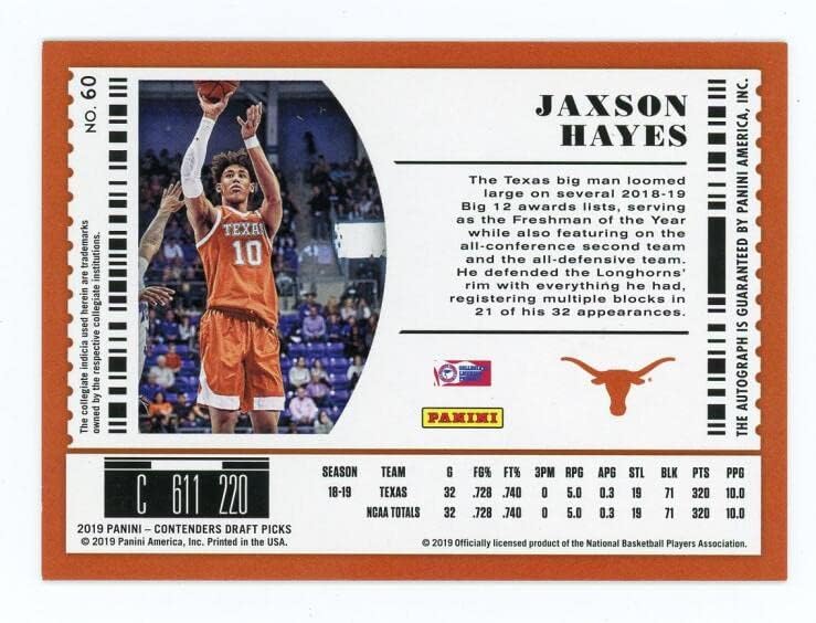 2019-20 PANINI CONTENDERS DRAFT PICKS RPS COLLEGE DRAFT TICKET VARIATION A #60 JAXSON HAYES /25 BASKETBALL NBA