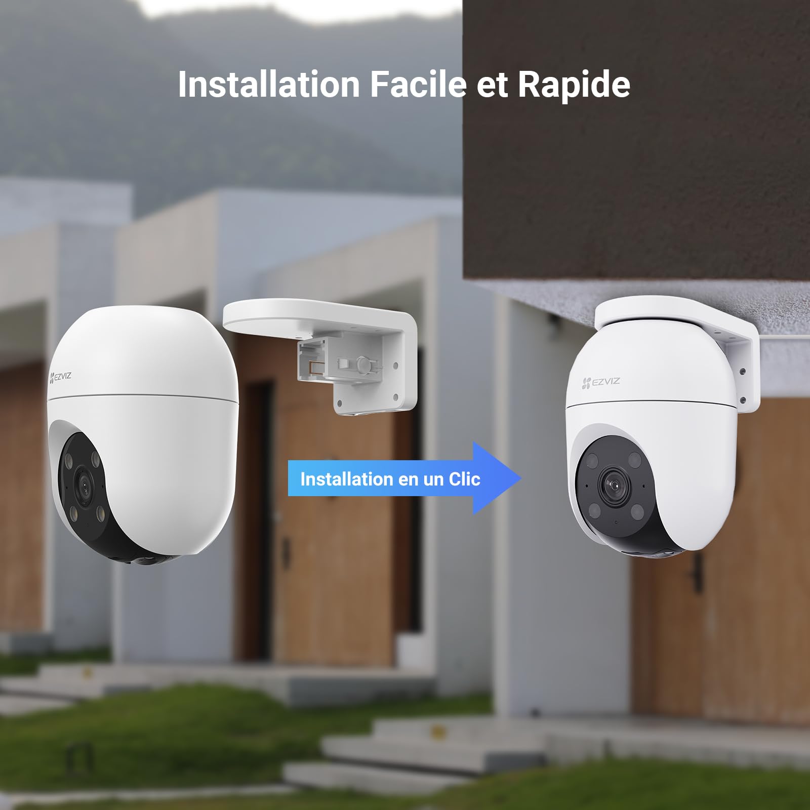 EZVIZ C8c 5MP 2PK Caméra Surveillance WiFi Extérieure 3K 360° Suivi Auto-Zoom Détection IA Humaine Véhicule Vision Nocturne Couleur Double Bande 2.4/5GHz WiFi 6