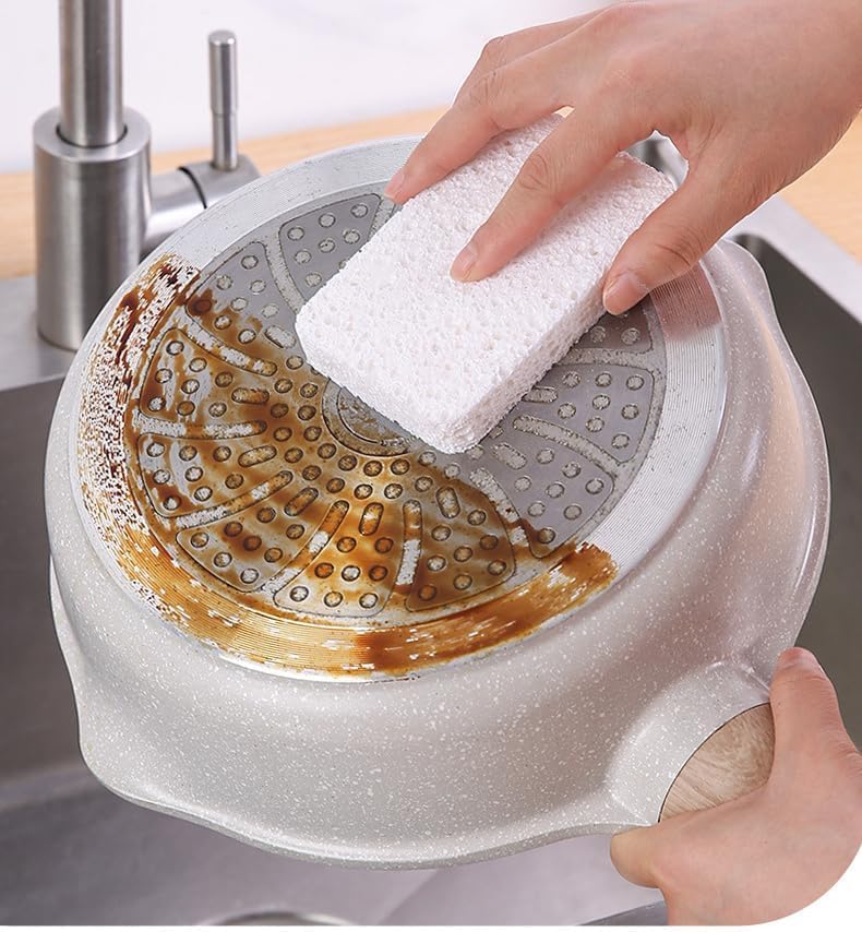 Image of 12 - Pack Non-Scratch Scrub Sponges - Sponges for Dishes and Washing Dishes, Cleaning Sponges for Kitchen Home Bathroom Cars, Funny Cut-Outs DIY for Kids (White)