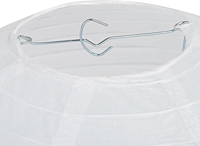QIXINHANG Abajur rotund alb din hârtie, stil clasic cu nervuri de bambus, decorațiune de 20 cm (8 inch) pentru grădină, nuntă și evenimente