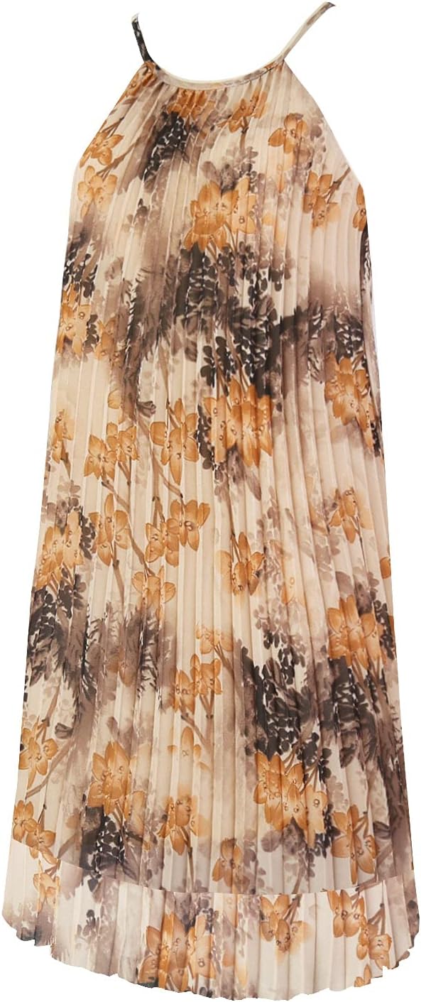 Ellames Women's 2026 Summer Spaghetti Strap Pleated Casual Swing Dress with Belt - Image 4