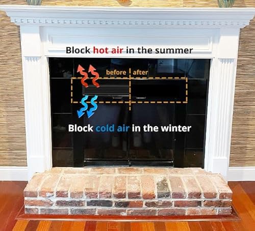 Draft Décor Magnetic Fireplace Vent Cover Draft Stopper (40Szs & Sample Size) Blocks Cold Air From Fireplace Vents Magneticvinyl Cover Prevents Heat Loss/Cold Draft From Fireplace 36" X 5" One Cover #TOP4