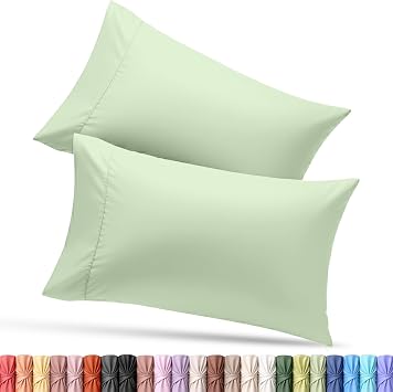 Pillow Cases Queen Size Set of 2, Ultra Soft Comfy Pillow Covers, Sage | Comfortable Pillow Sham like Pillowcases with Envelope Closure, Breathable Fabric, Fade & Shrink Resistant, Machine Washable