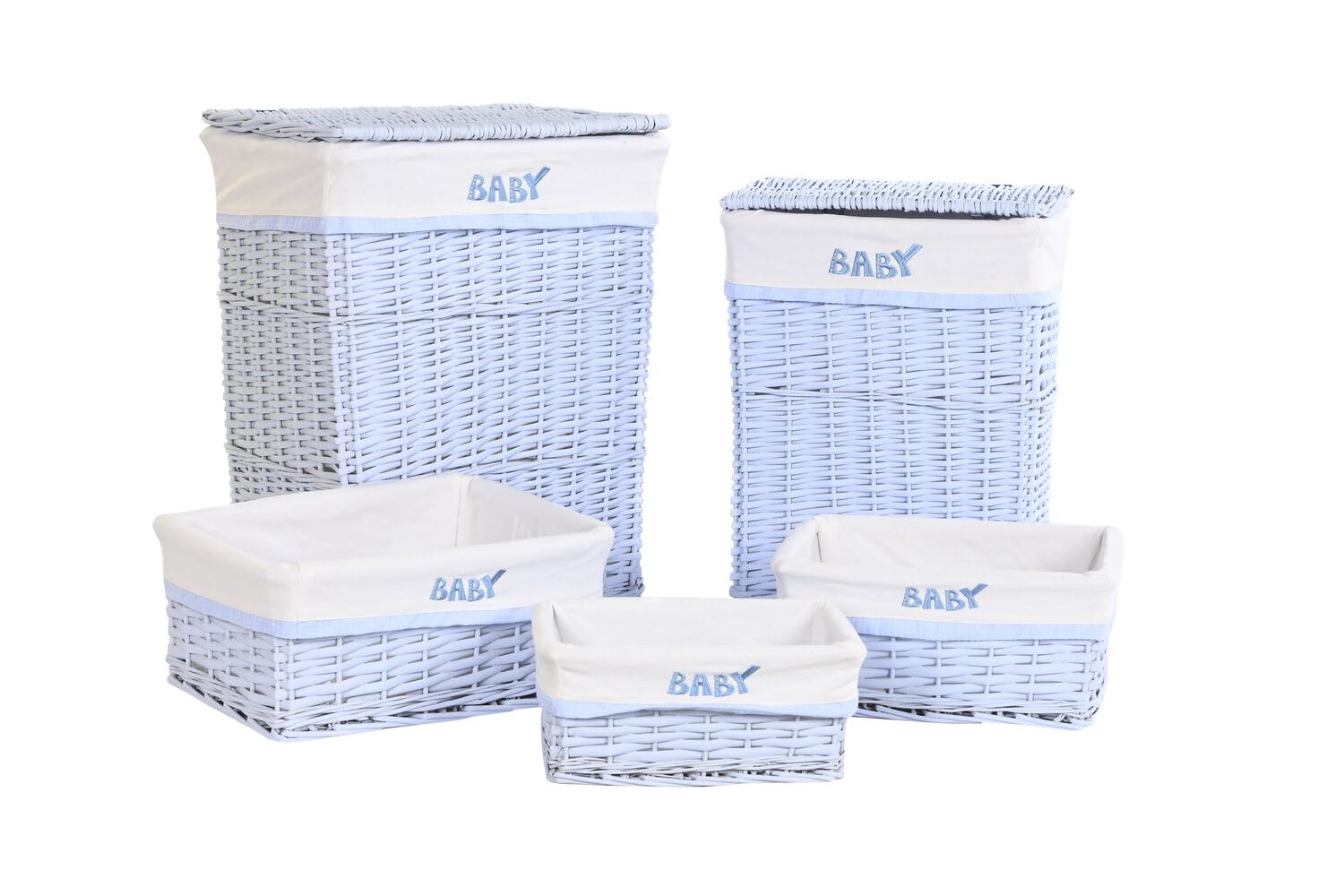 CESTA ROPA SET 5 MIMBRE POLIESTER 44X34X56