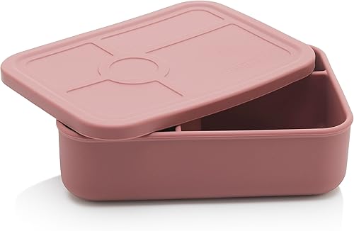 Miniatura 2 de VitalityEXO Lonchera de silicona ecológica de 5 compartimentos para adultos y niños, apta para microondas y congelador con compartimentos separados,