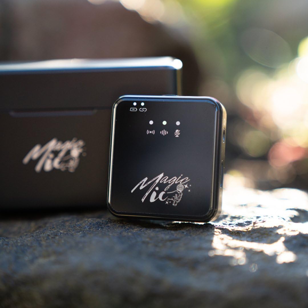 MagicMic™ Microfono (3a generazione) Content Creation Microfono, Lavalier radio con cancellazione del rumore per PC, iPhone, interviste, YouTube, Vlog (2 trasmettitori + 1 ricevitore + scatola di
