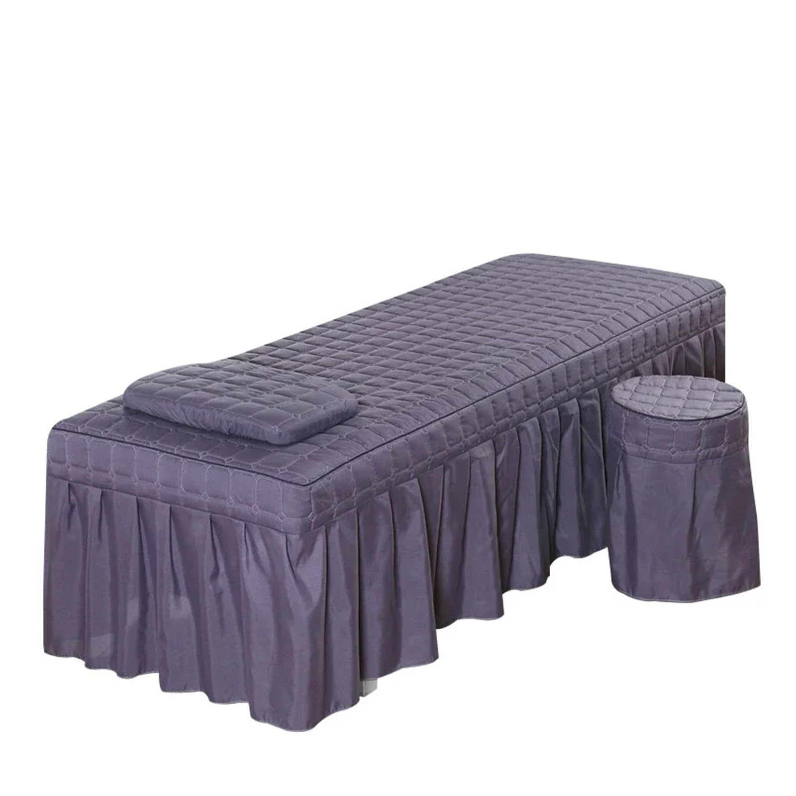 Massage Bed Sheet Square Head Quilted Thicken Beauty Salon Lash Massage Table Bed Skirt Mattress Cover SPA Treatment with Face Breath Hole Sheet(Color-03,Square Head 190x70cm)