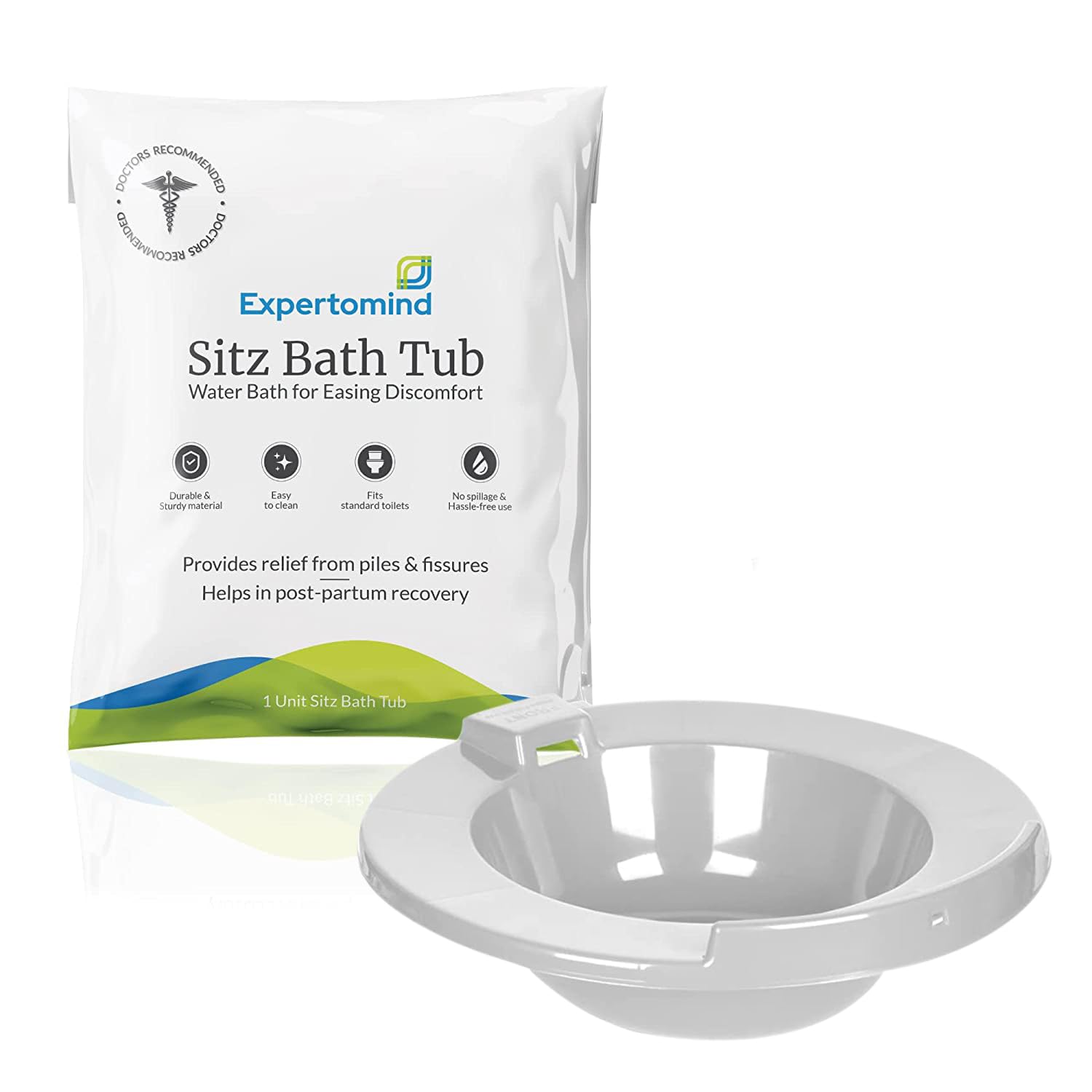 Sitz Bath Tub for Piles Pain Relief Recovery from Pain Hemorrhoids & Postpartum | Non-Toxic Plastic - Only Tub | Grey