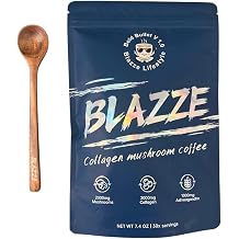 Collagen Mushroom Coffee with Ashwagandha 2000mg Mushrooms, 2000mg Collagen & 1000mg Ashwagandha Adaptogenic Coffee for Focus, Calm & Skin Health 30 Servings