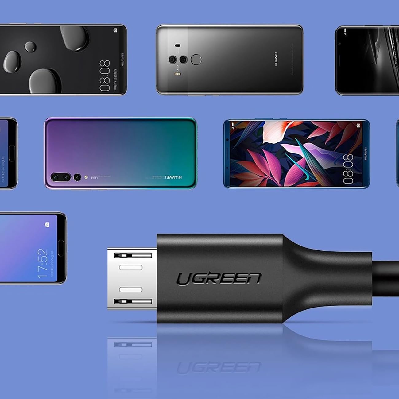 UGREEN 2.0 A USB-A & Micro USB Data ve Şarj Kablosu, 50 Santimetre, Siyah, ACBUGN60135
