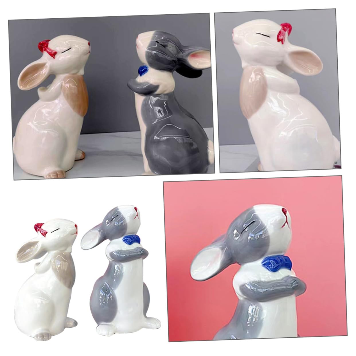 Statue De Lapin en Céramique Modèle De Lapin Domestique Figurine De Lapin Décoration De Table