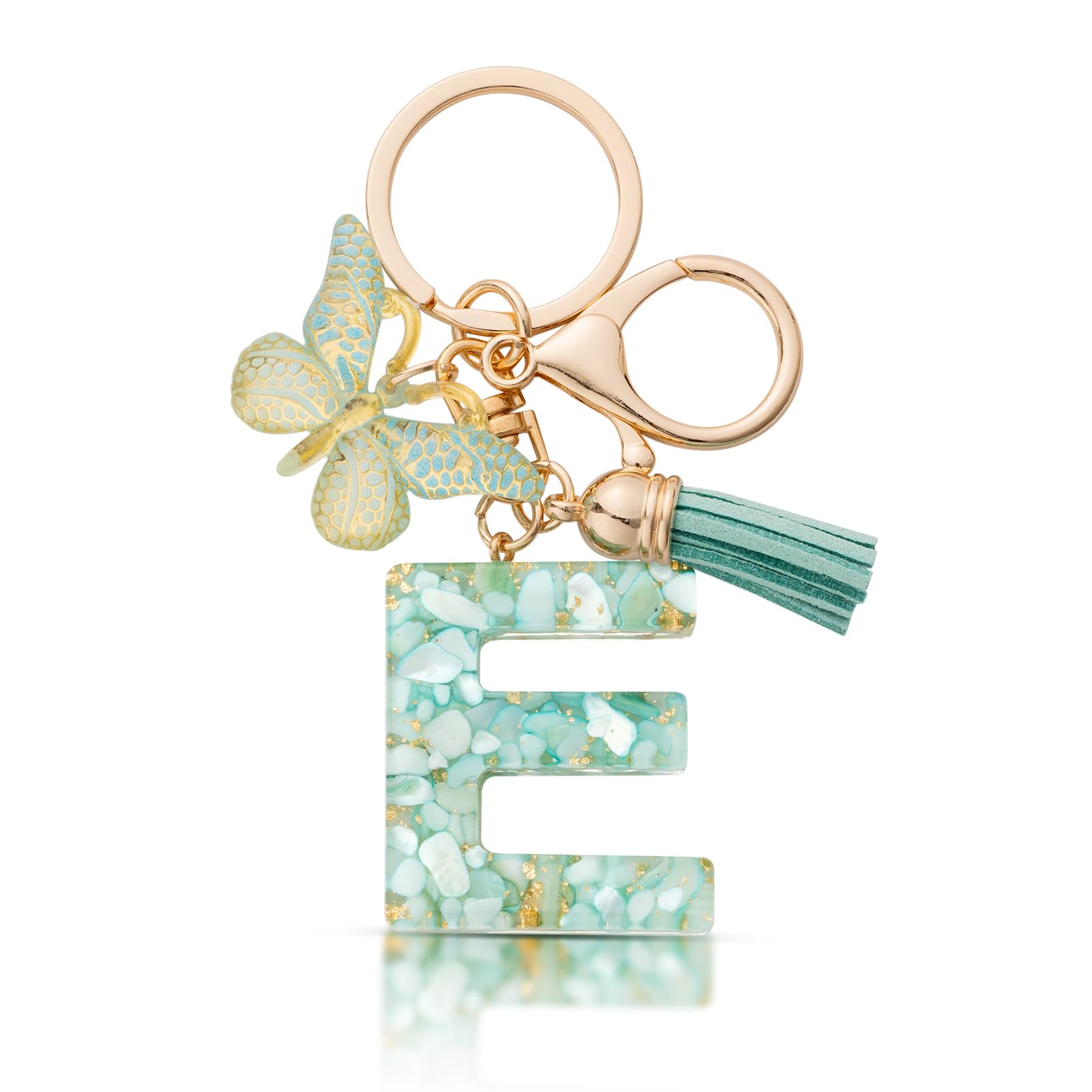 MORSUNBELA Schlüsselanhänger Buchstabe Mädchen Geschenke Schlüsselanhänger mit Buchstaben Anfangsbuchstabe Schmetterling Keychain Letter für Frauen Damen