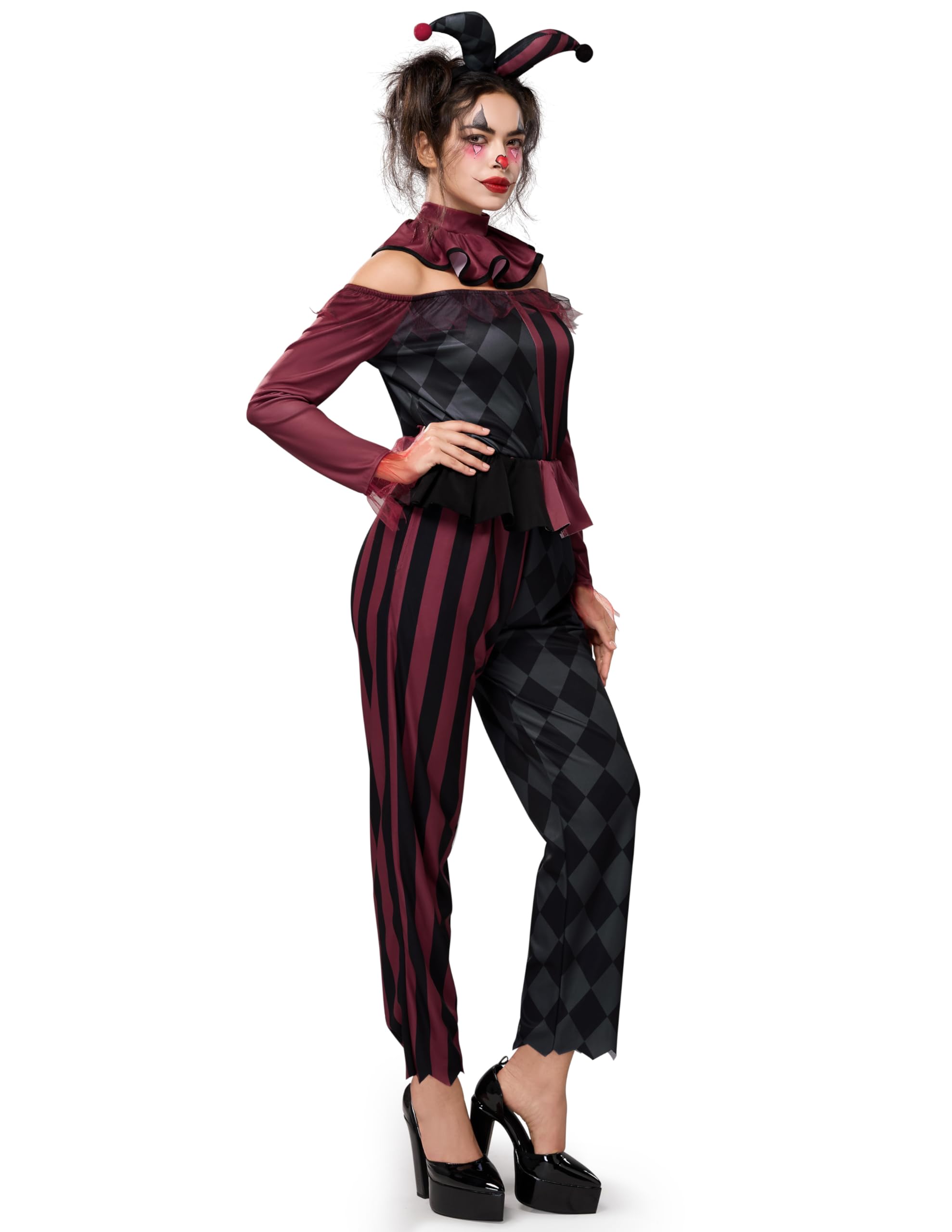 Spooktacular Creations Kostium klauna na Halloween, dla dorosłych, kostium dla kobiet, straszny błazen, strój na Halloween, imprezę cosplay, imprezę tematyczną klauna
