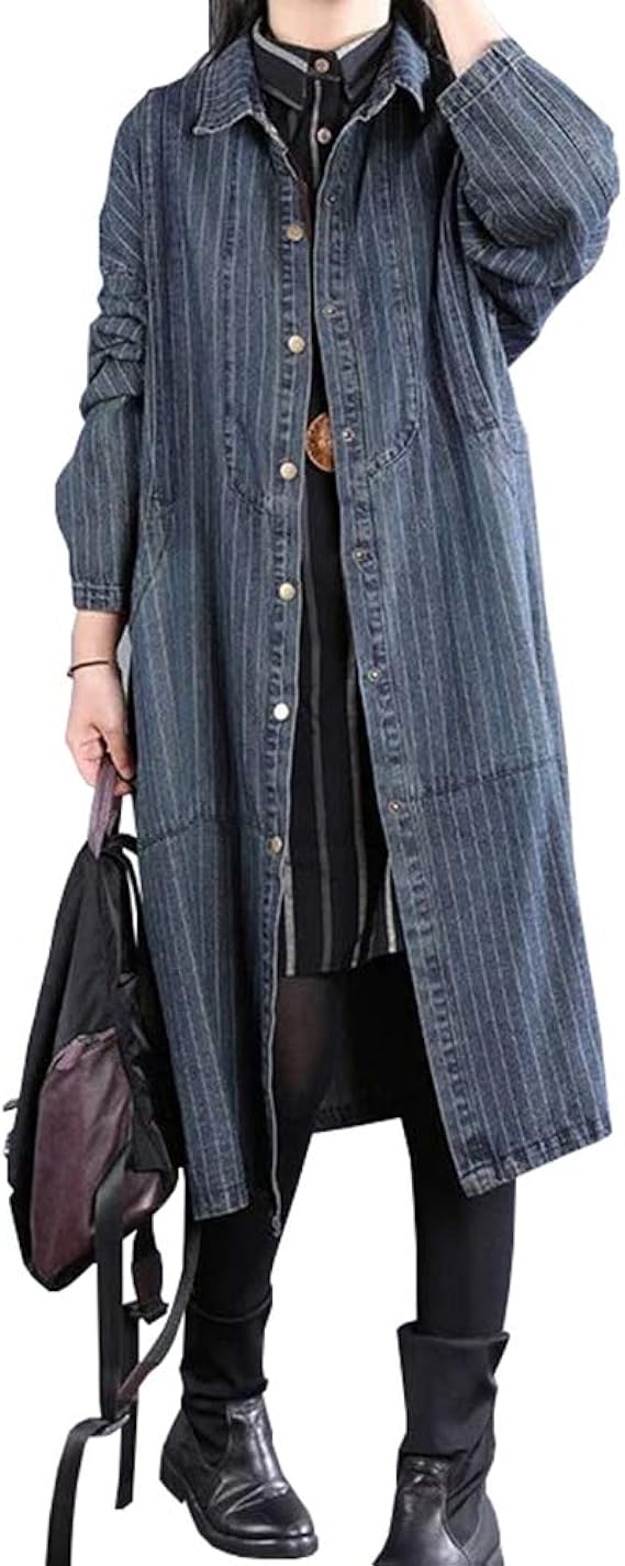 Amazon Lht トレンチコート デニム レディース アウター ストライプ ポケット付き ロング丈 ゆったり 大きいサイズ 体型カバー ファッション コート ジャケット 通販 Amazon Lht トレンチコート デニム レディース アウター ストライプ ポケット付き ロング丈 ゆったり 大きいサイズ 体型カバー ファッション コート ジャケット 通販