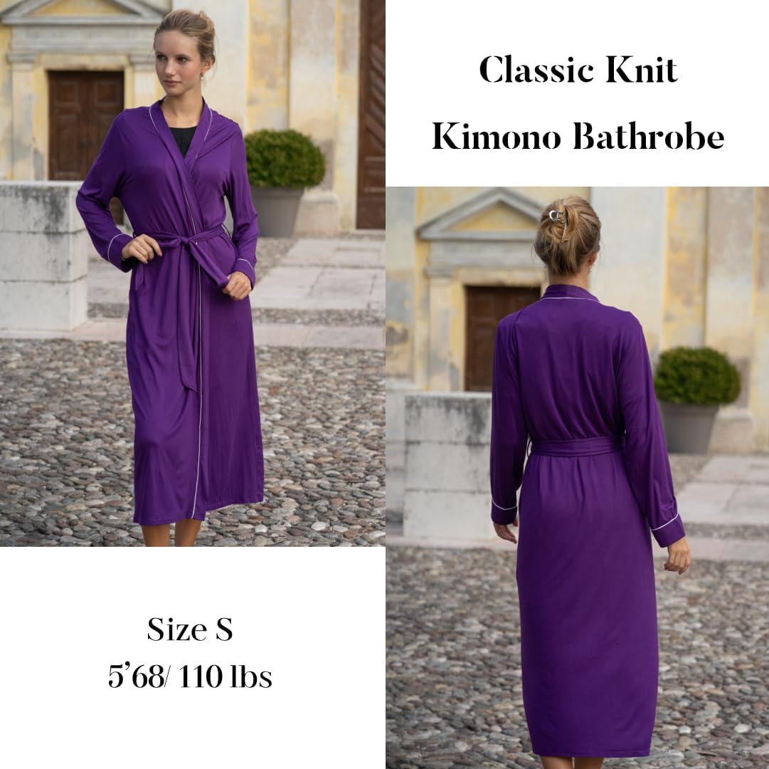 Ekouaer Womens Robes Lightweight Soft Knit Bathrobe Full Length Sleepwear with Pockets Ladies Loungewear S-3XL - Image 2