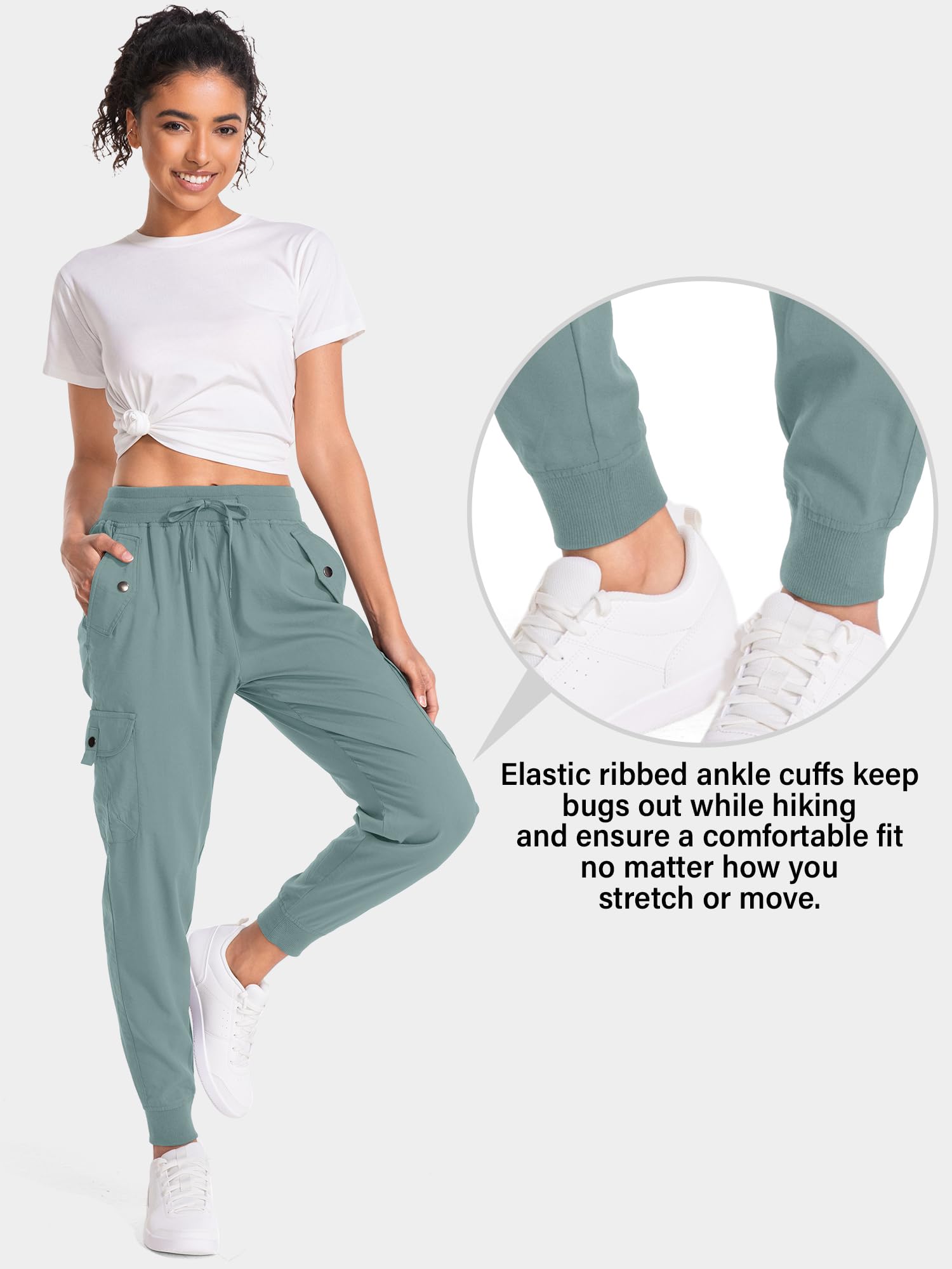 Pantalon cargo de randonnée pour femme, séchage rapide, léger, taille élastique, safari, voyage