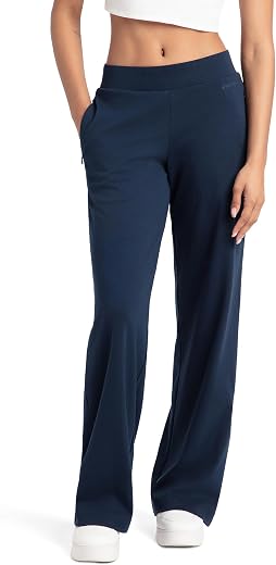 Jockey U102 Women's Super Combed Cotton Rich Relaxed Fit Wide Leg Pants with Zipper Pockets