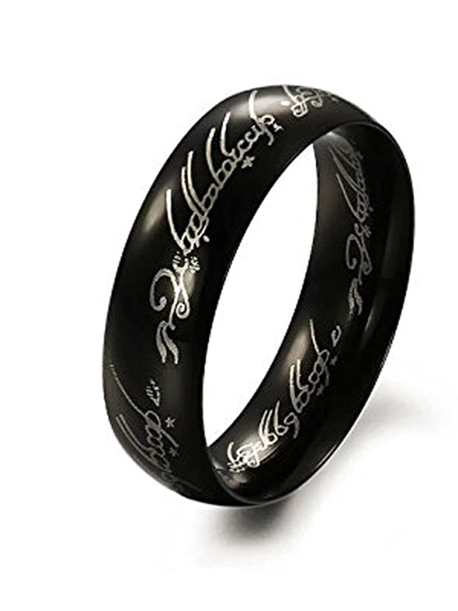Bohey by KARATCART Premium Black-Tone Lord of the Rings Inspired Engraved Band Ring for Men