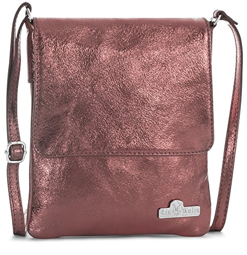 LiaTalia Vera Pelle Made In Italy - ámbar Para mujer, Rojo (Metallic - Maroon), Talla única