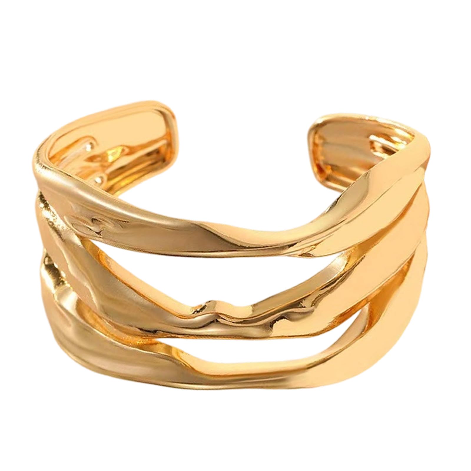 Bague réglable ouverte plaquée or texture confort durable femme