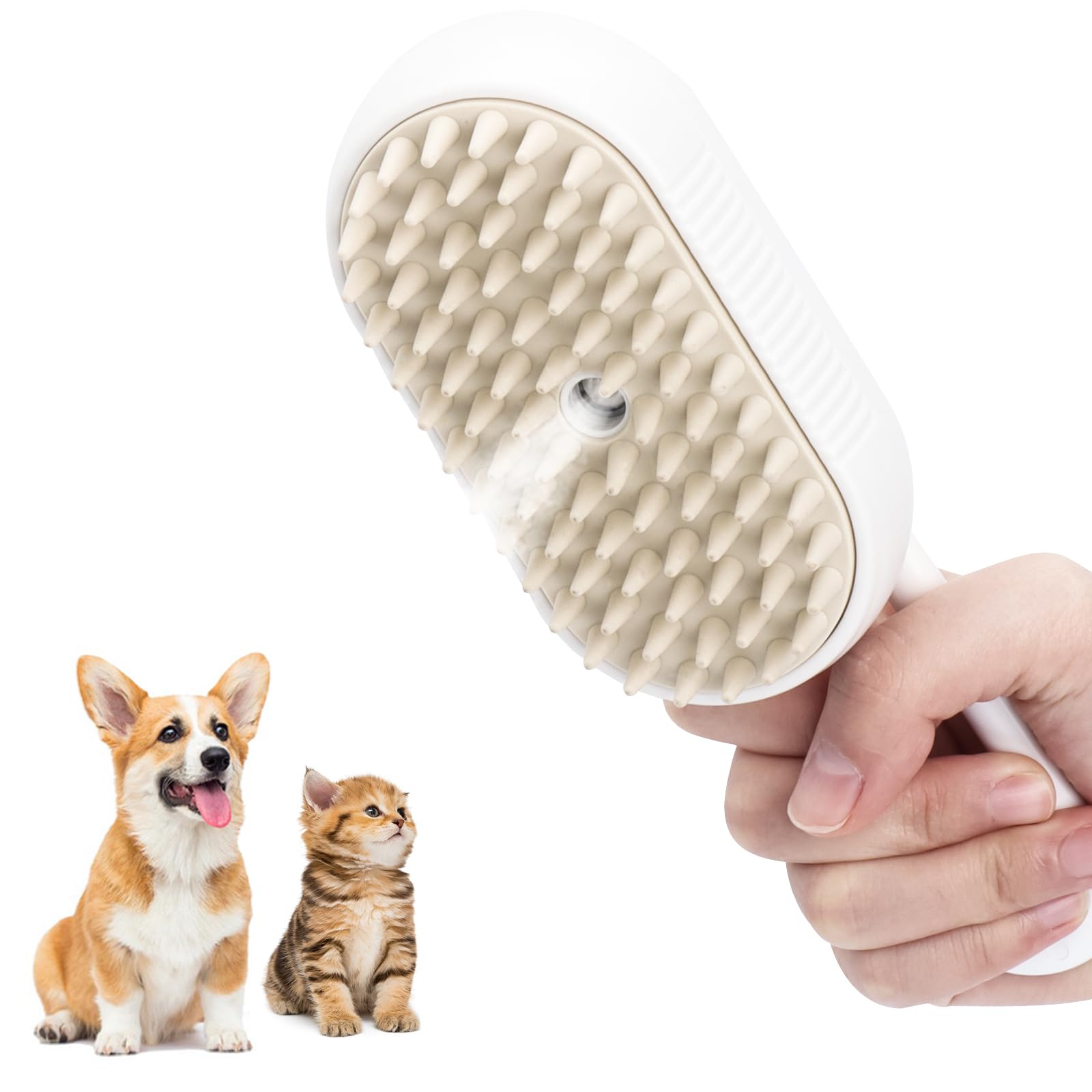 Pettine A Vapore 3 In 1 Per Gatti - Spazzola Elettrica Massaggiante, Antigroviglio Con Nebulizzatore Integrato