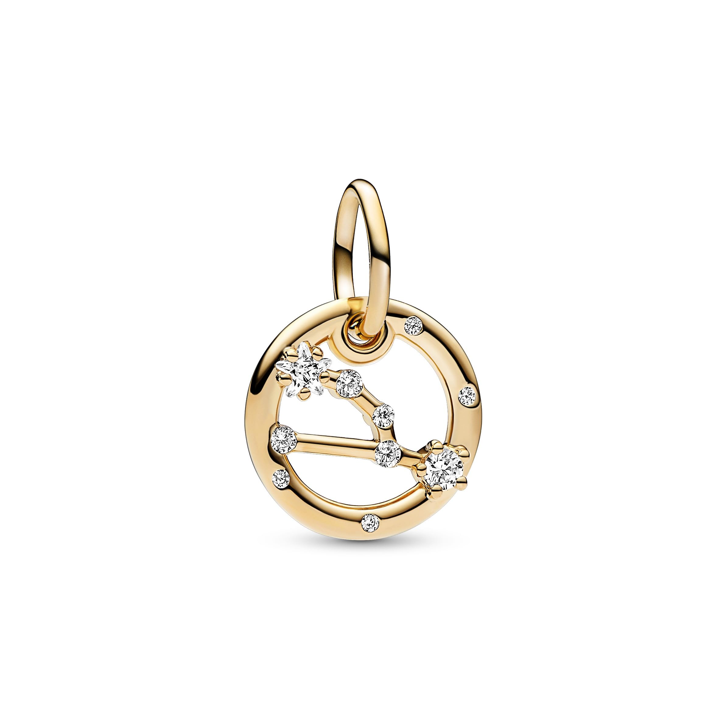 Pandora Moments Taurus zodiac 14k gold-plated dangle with clear cubic zirconia