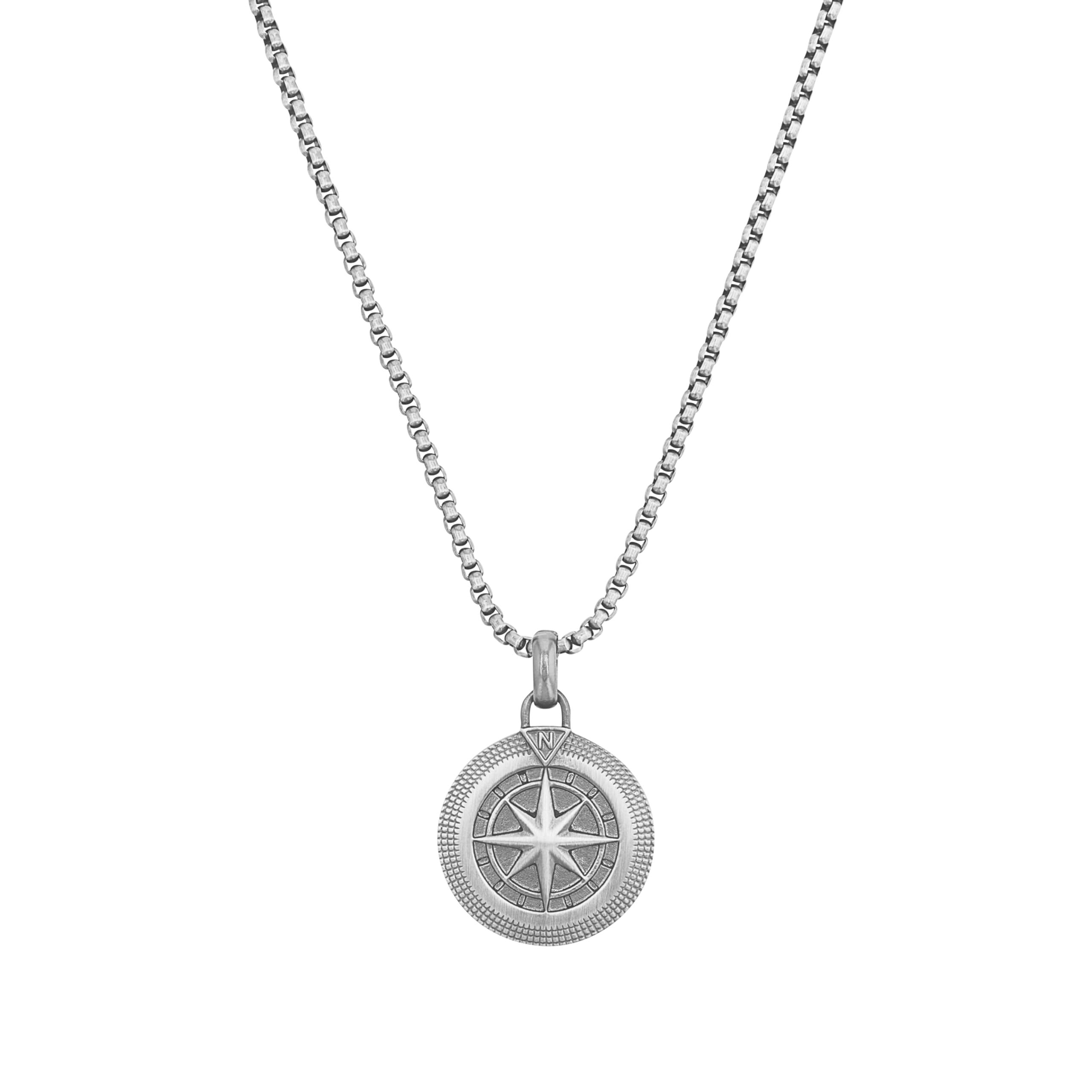 Tom Tailor Kette mit Anhänger für Herren, Edelstahl, 50+5 cm, grau, Kompass-Anhänger, Geschenkidee, Halsschmuck, Herrenschmuck, 2100686