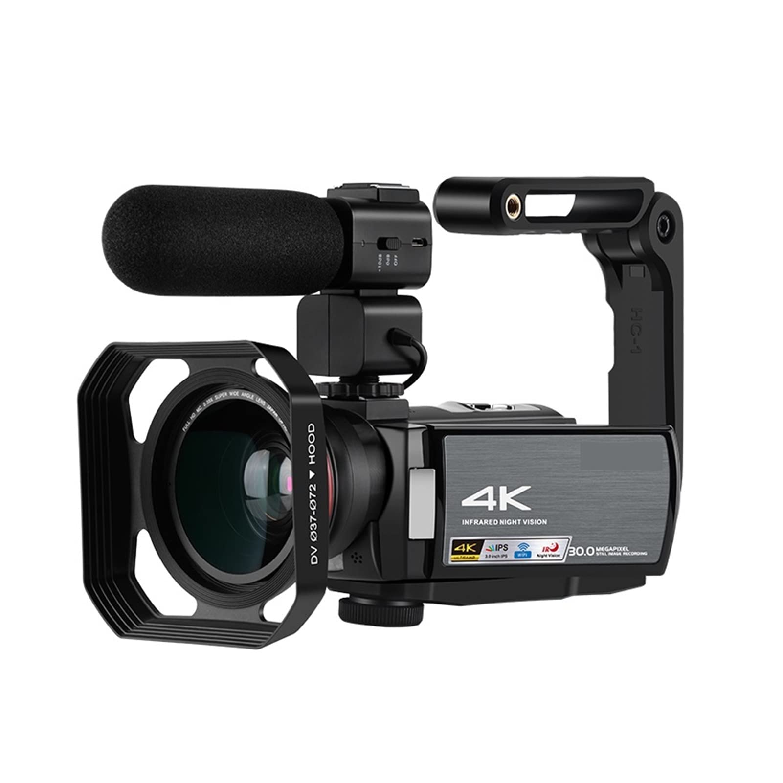 Grabadora de cámara Digital Camcorders Video Cámara 4k Professional for Blogger, AE8 IR Visión Nocturna WiFi vlogging Camera Llena HD Cámaras Digitales con micrófono.(Bundle A)