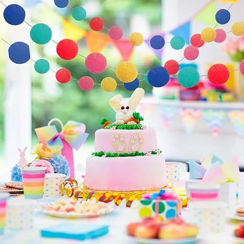 Miniatura 4 de Unique Guirnalda de pompones de fieltro de Navidad multicolor vibrante, 7 pies, 1 unidad, decoración festiva para vacaciones y eventos