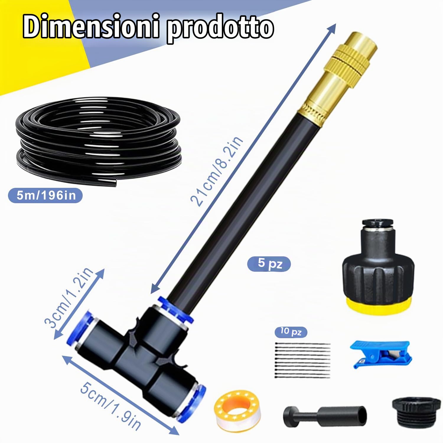 360° Curvo Kit irrigazione per Giardino, Irrigazione a goccia Sistema, Kit di irrigazione, Di Irrigazione Da Giardino Kit, per paesaggi, fiori e terrazze, piante Greenhouse, aiuola rialzata(5 m)