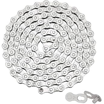 6/7/8 Speed Bicycle Chain 1/2 x 3/32 Inch 116 Links Bicycle Chain with 6/7/8 Speed Bicycle Chain Connector Silver