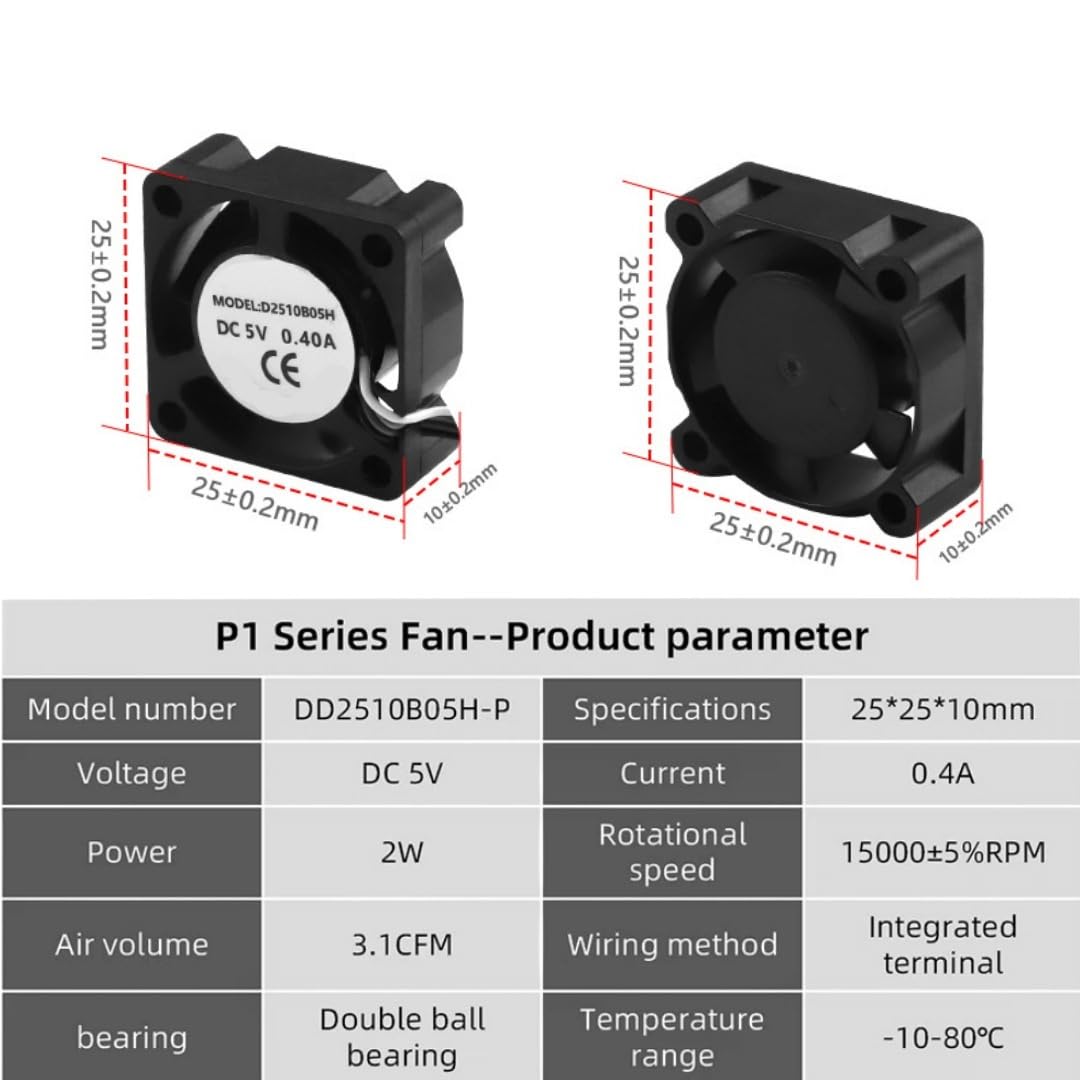 Ventola 2510, Compatibile For Bambu, Ventola Di Raffreddamento Hotend Lab X1/P1 Con Cavo Ventola Di Raffreddamento Rapido X1C P1S P1P Accessori For Stampante 3D(P1 Hotend kit A)