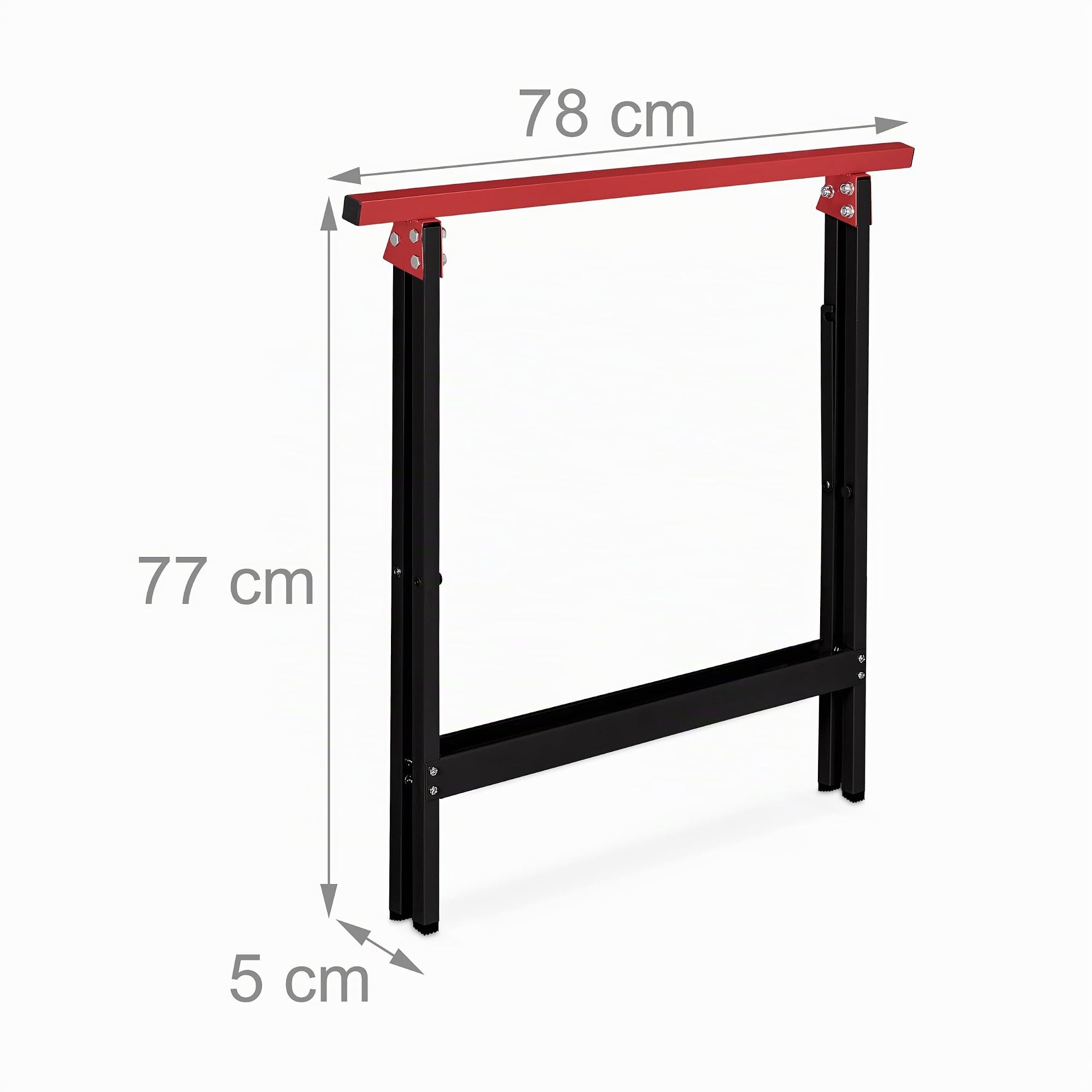 Relaxdays Caballetes de Trabajo 74 x 78 x 40 cm Set de 2, Plegables, 100 kg, Borriquetas de Taller, Pintor, Negro y Rojo