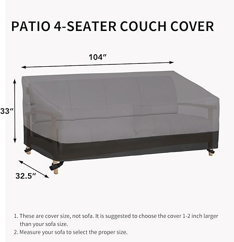 Miniatura 83 de Easy-Going Funda impermeable para sofá de exterior, funda resistente para sofá de patio de 3 plazas, resistente al viento, funda para muebles