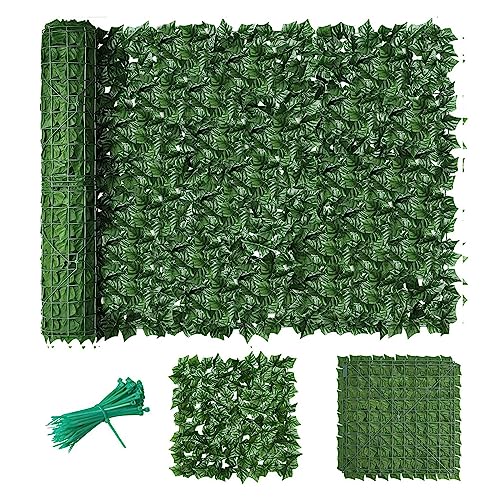 Valla de Celosía Artificial 1m x 2m con Hojas de Hiedra, Pantalla de balcón, jardín, Pared de Cobertura de privacidad Artificial, decoración de terraza, Vallas Decorativas