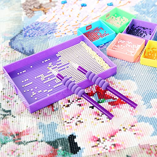 Image of FIYO Art Painting Beads Sorting Storage Containers, Diamond Painting Pen Accessories Diamond Painting Tray Organizer, Diamond Painting Storage Containers for Rhinestones(Blue-set2)