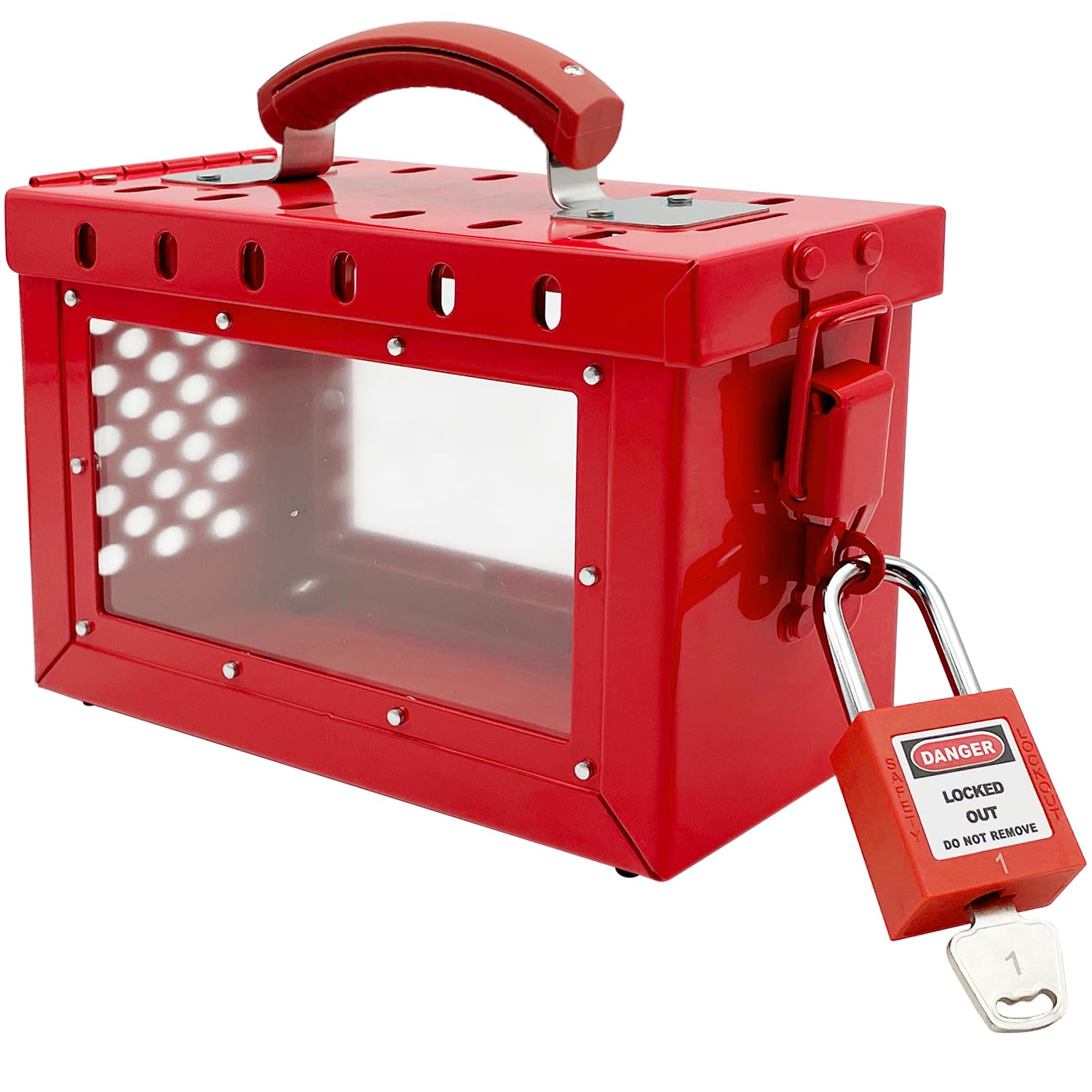 SAFBY Kit de caja de bloqueo portátil de seguridad con 1-7 cerraduras Loto Lock Out Tag Out (1 caja Loto con 1-7 cerraduras)