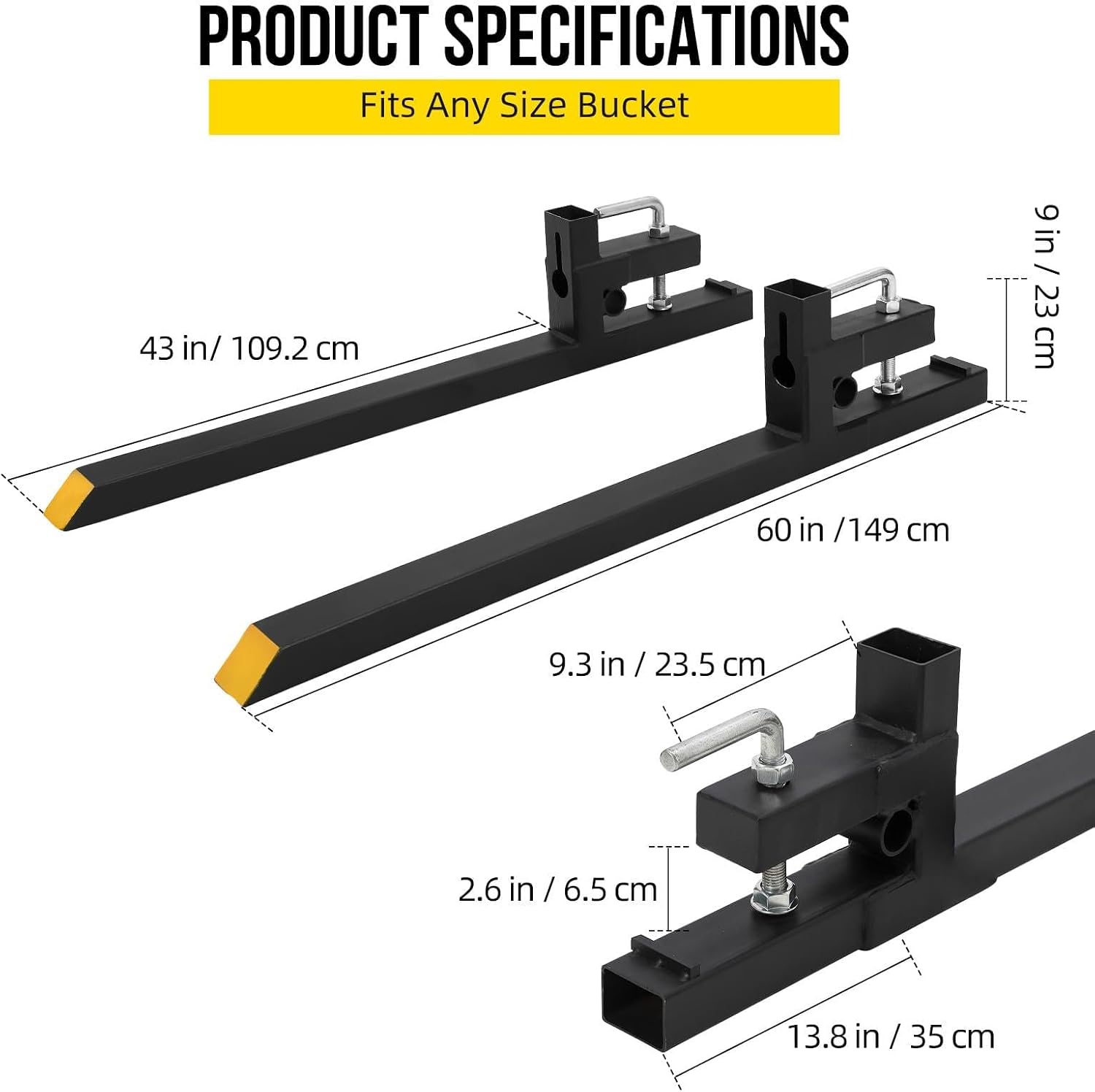 Heavy Duty Clamp On Pallet Forks Universal Loader Tractor Attachments for Farm Construction