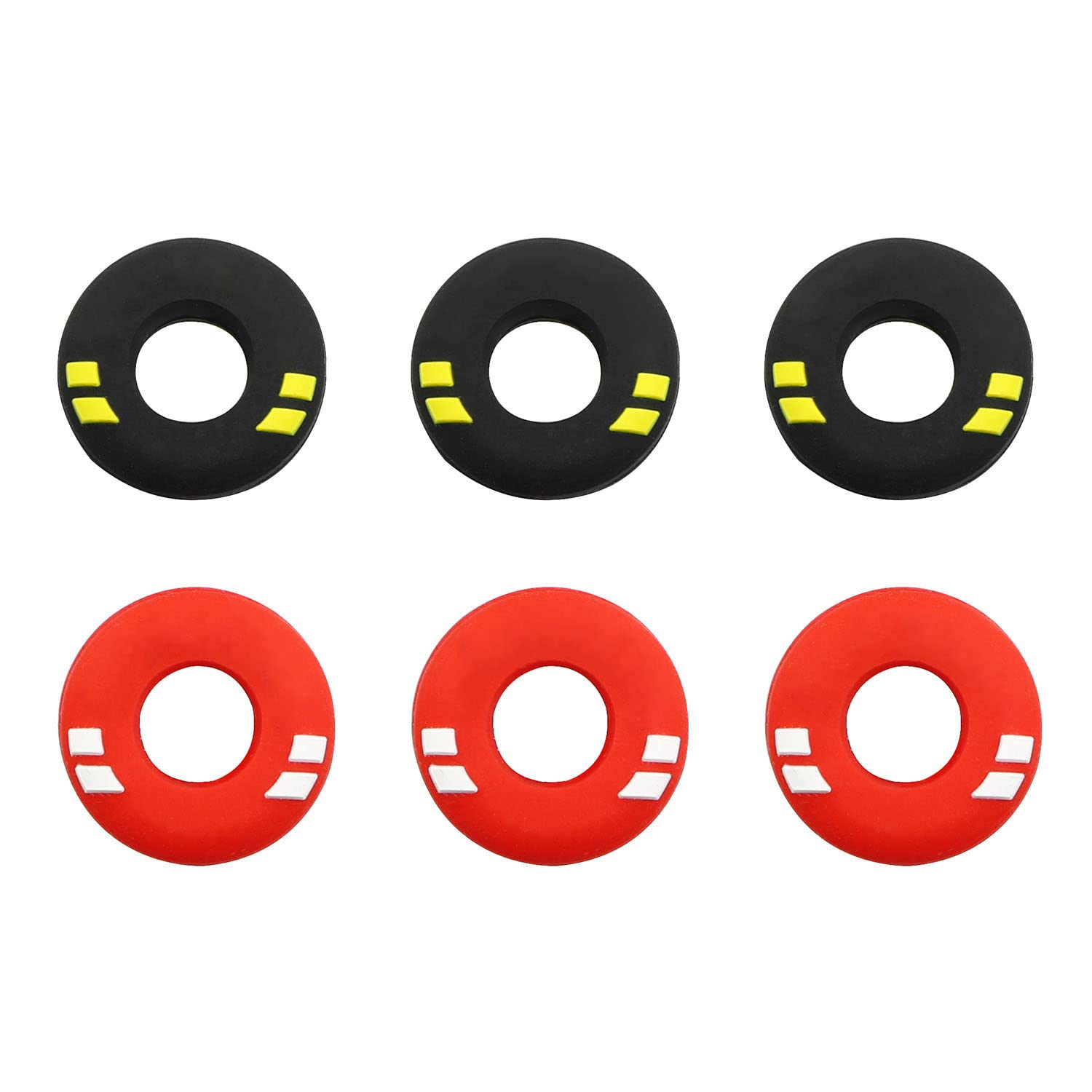 ZRM&E Tennis Racquet Dampeners — 6pcs Tennis Racquet Dampeners — Natural Rubber Tennis Racket, Damper Shock Absorber (3 x Red + 3 x Black)