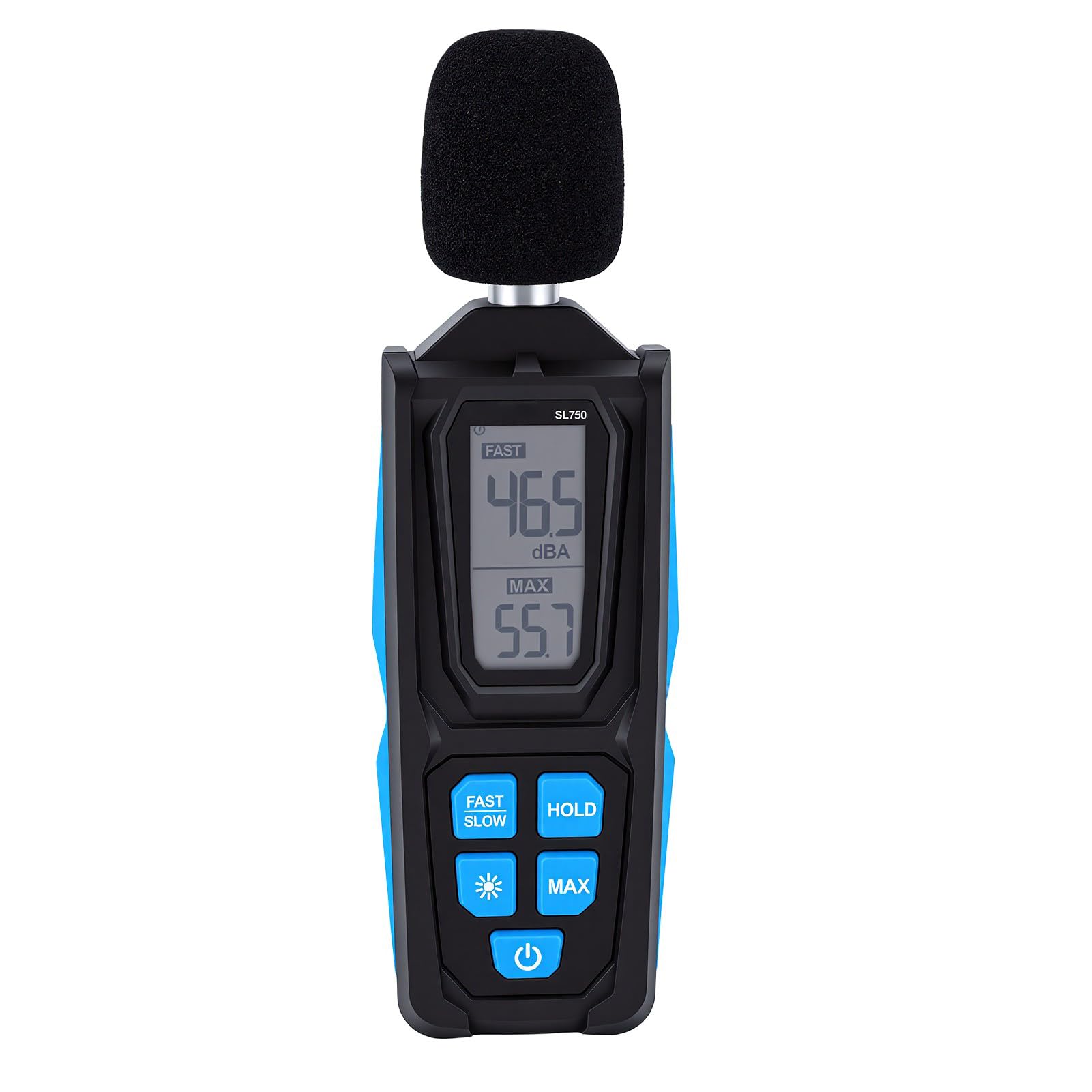Eujgoov Medidor de Ruido HS-33 30‑130dB con Ponderación de A/C Rápida/lenta | Sonómetro portátil, precisión de 1,5 dB, retención de datos, reinicio del valor máximo, LCD de 4 dígitos, apagado automático