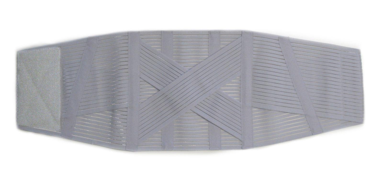 CORSETTO LOMBARE CON INCROCIO -Grigio, L (87-97 cm.)- Supporto Ortopedico Steccato, Fascia Cintura Addominale con 6 Stecche, Tutore per Schiena, Busto Renale Correttore Posturale - UNISEX Uomo Donna