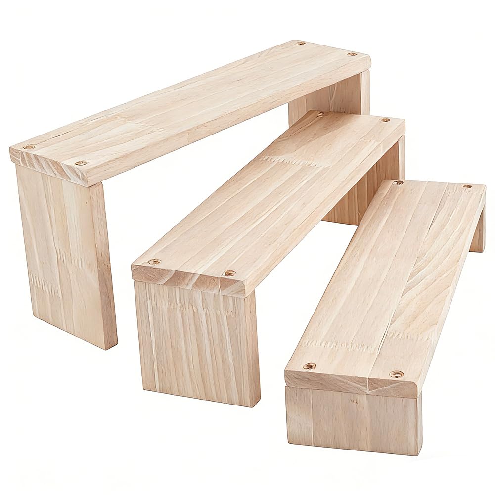 Présentoir en bois pour cupcakes et buffets de fête NBEADS à 3 niveaux amande blanchie