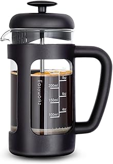 Easyworkz French Press 350ml Coffee Tea Maker with Borosilicate Glass,Soft Grip Handle